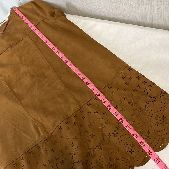 Taylor & Sage Brown Shift Dress Faux Suede Cutouts Large - Picture 12 of 13